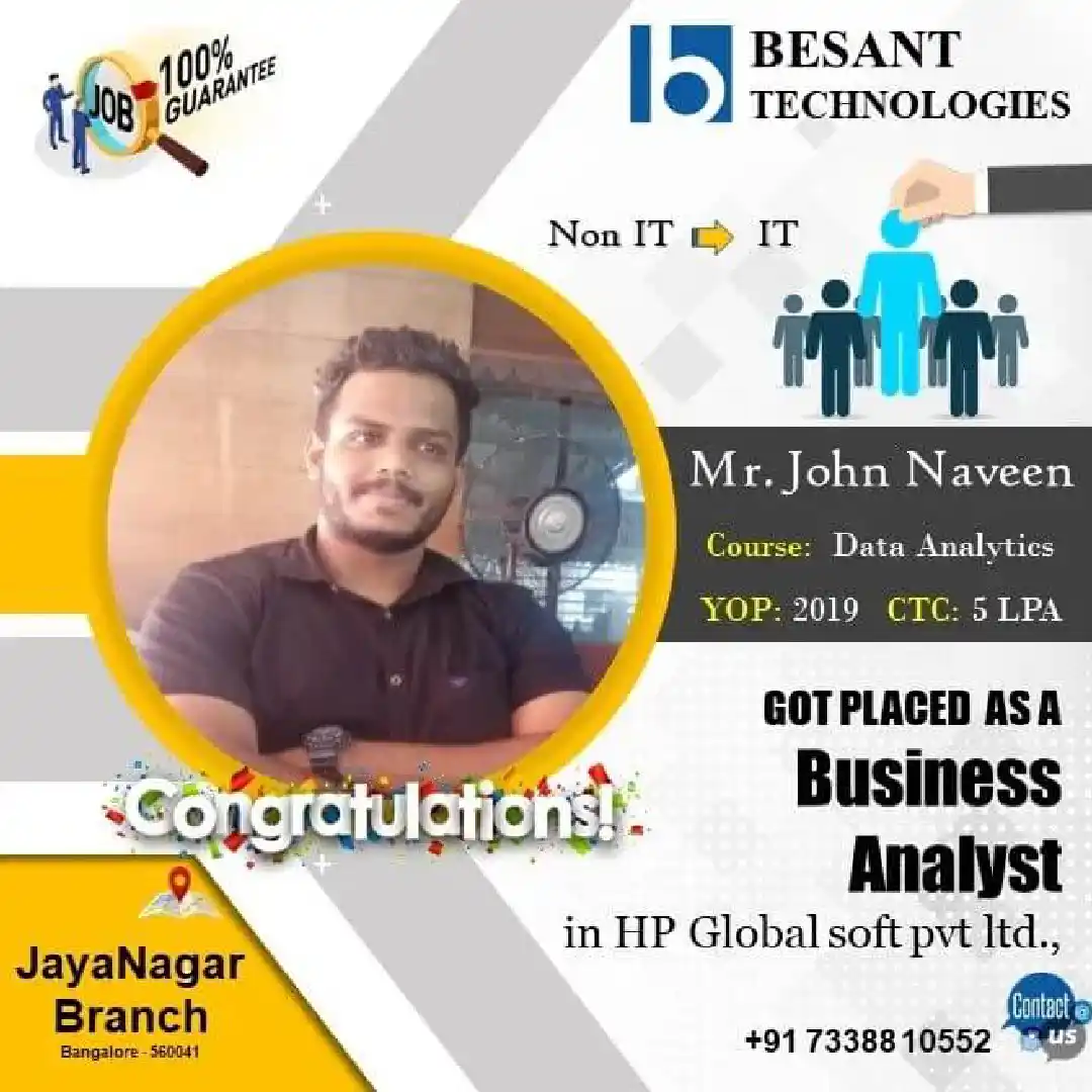 Besant Technologies Placement Record with 5 LPA