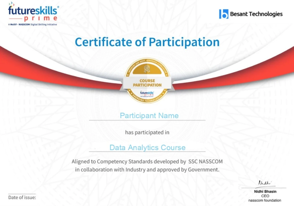 Data analytics Participant Certificate
