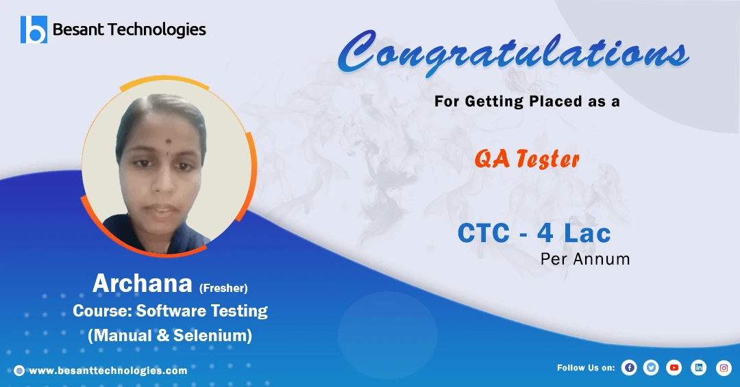 Success story of Archana Got Placed as QA Tester After Completed Course