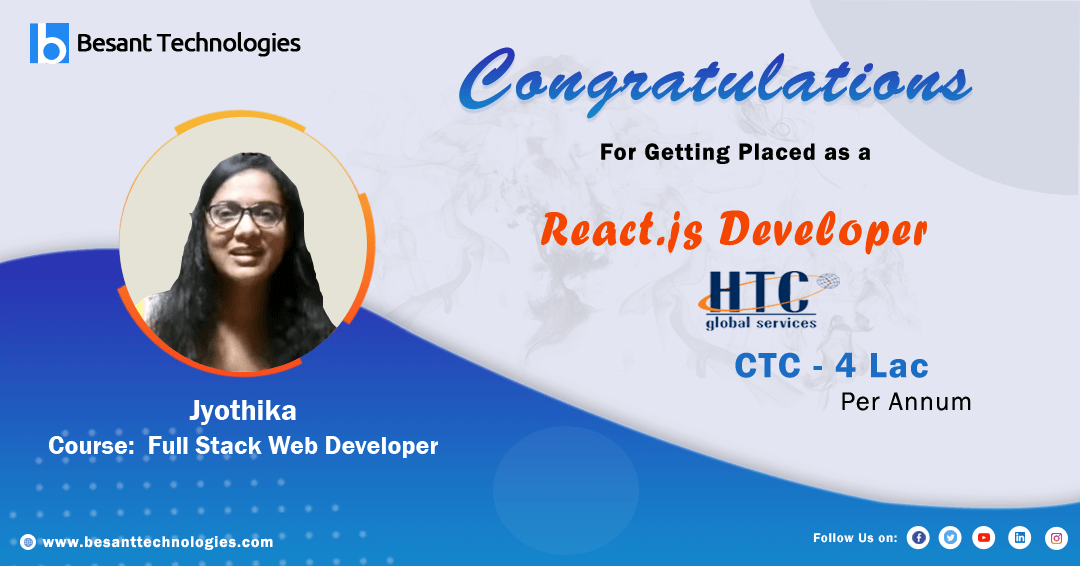 Besant Technologies | Best Institute with Placements I got Placed in HTC Global After my Course