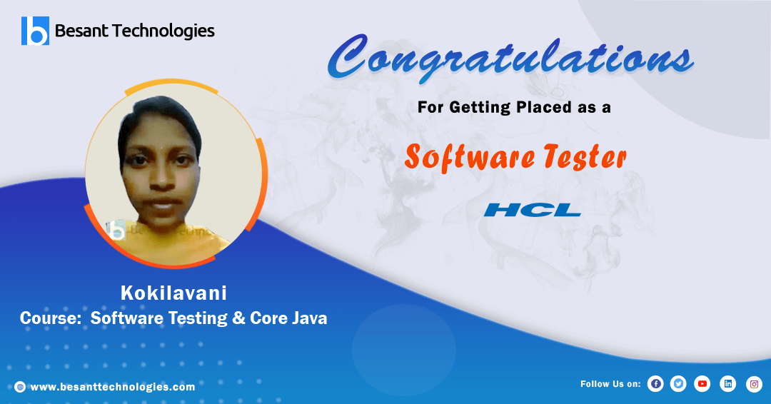 Besant Technologies | Best Institute with Placements I got Placed in HCL After Completed QA Course