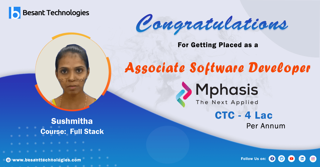 Besant Technologies | Best Institute with Placements I got Placed in Mphasis After my Course