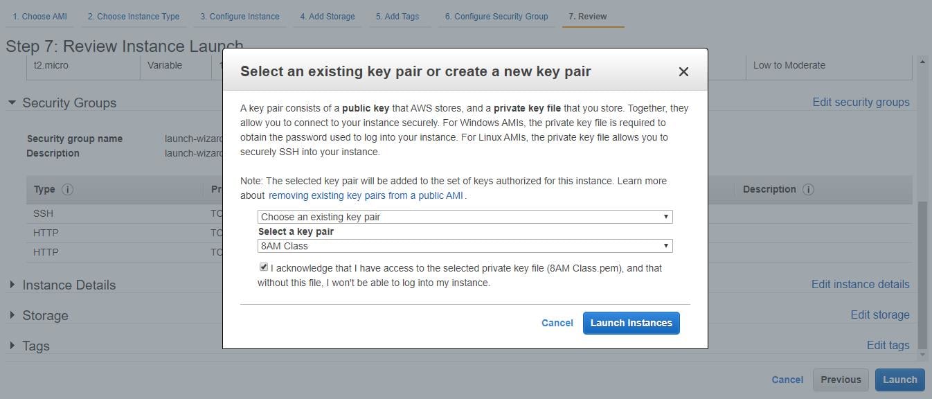 Choosing Key Pair