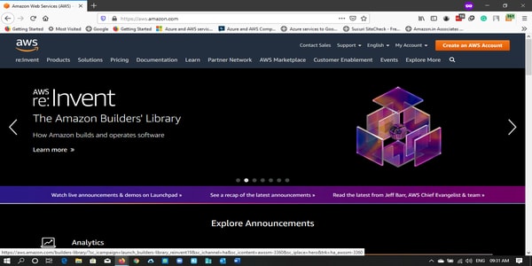 Move on to the amazon web services home page