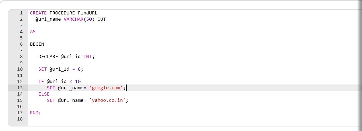 Procedure in SQL Example