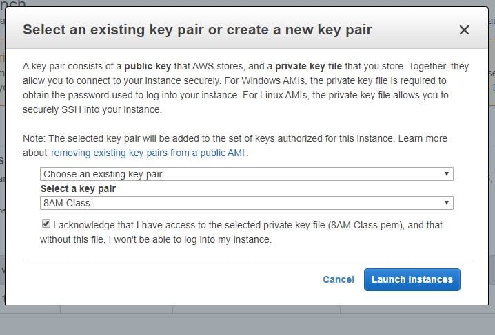 Select or Create Key Pair