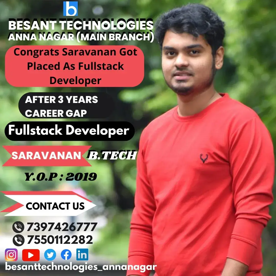 Besant Technologies Placement Record with Career Gap 3Years