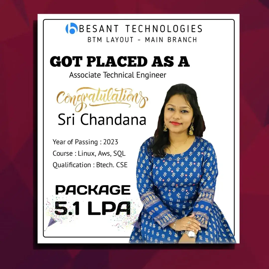 Besant Technologies Placement Record with 5.1 LPA