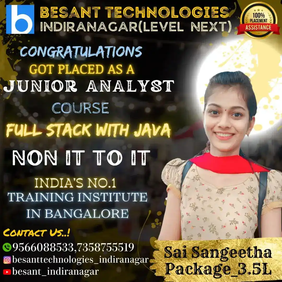 Besant Technologies Placement Record with 3.5 LPA
