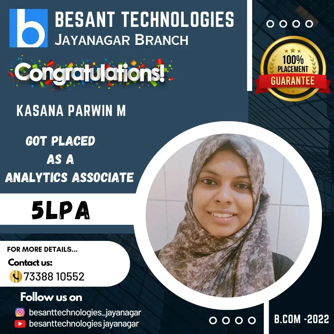 Besant Technologies Placement Record with 5 LPA